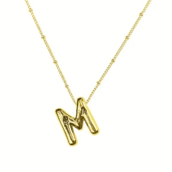 SALE💚 any 3 for $18 💚 Minimalist Golden Bubble Letter Pendant Alloy Necklace - Picture 3 of 6
